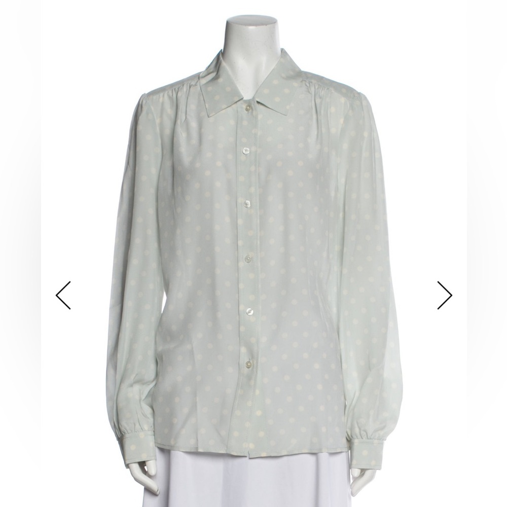 Tory Burch Silk Polka Dot Print Button Down